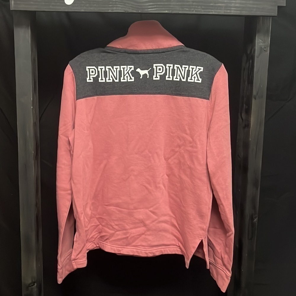 Pink- Victoria’s Secret lightweight fleece zippered neck sweatshirt - Picture 5 of 7